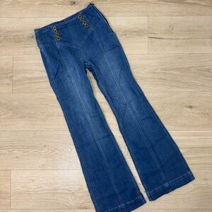 Pilcro & The Letterpress Anthropologie Set Sail Seamed Flare Jean